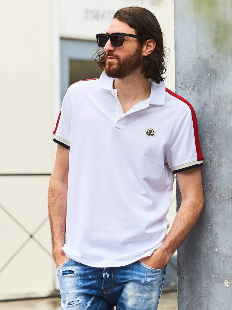 MONCLER (モンクレール) アームライン ワンポイント 半袖 ポロシャツ MC8A0001484673