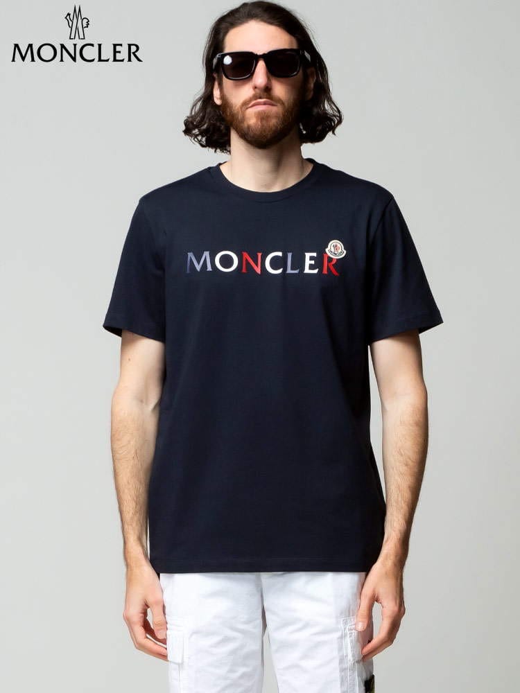 MONCLER (モンクレール) フロントロゴ クルーネック 半袖 Tシャツ MC8C000438390T