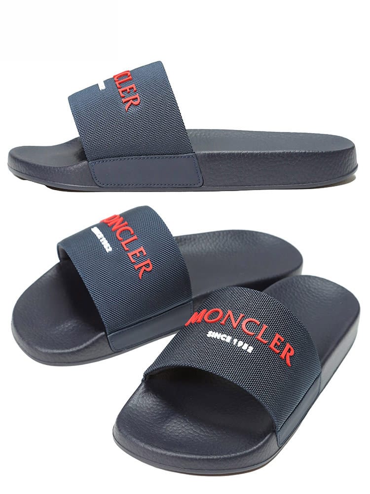 モンクレール メンズ サンダル MONCLER ブランド シャワーサンダル スライドサンダル シューズ 靴 ロゴ BASILE X 大きいサイズ  MC4C00050M1664