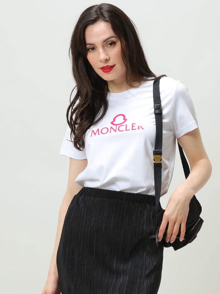 MONCLER (モンクレール) ミディアムロゴ クルーネック 半袖 Tシャツ MCL8C00006809CR レディース ブランド