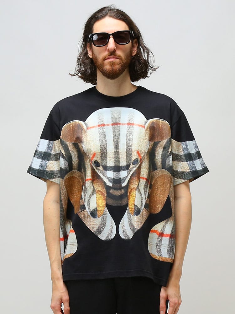 BURBERRY (バーバリー) チェックベア プリント クルーネック 半袖 Tシャツ BB8049568