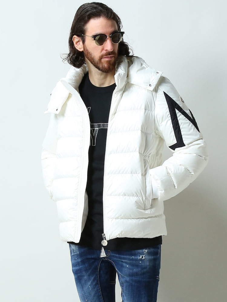 モンクレール メンズ ブルゾン MONCLER ブランド ダウンジャケット アウター ジャケット ダウン Mマーク フード Corydale ナイロンラケ 白 シロ 黒 クロ 大きいサイズ MCCORYDALE2