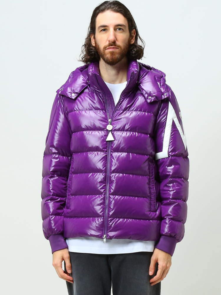モンクレール メンズ ブルゾン MONCLER ブランド アウター ジャケット ダウンジャケット ダウン Mマーク フード フルジップ ワッペン フード着脱可 紫 ムラサキ パープル 大きいサイズ Corydale MCCORYDALE2