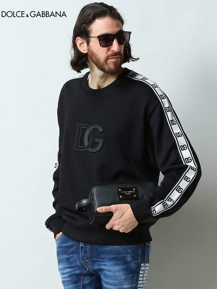 ドルチェ＆ガッバーナ メンズ トレーナー DOLCE&GABBANA ブランド トップス プルオーバー スウェット スウェットシャツ 長袖 エンボスロゴ ロゴ テープロゴ G9XJ5ZFU7DU DGG9XJ5ZFU7DU