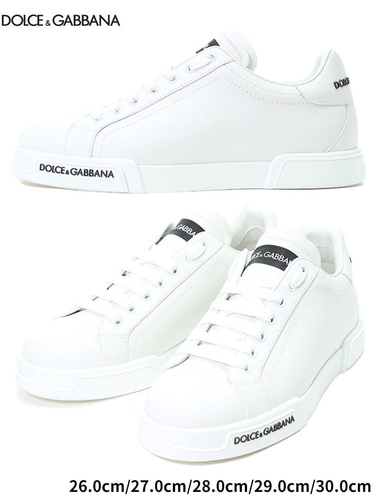 ドルチェ＆ガッバーナ メンズ スニーカー DOLCE&GABBANA ブランド シューズ 靴 ローカット ロゴ レースアップ CS1774AA335 ポルトフィーノ ナッパカーフスキン レザー ドルガバ DGCS1774AA335