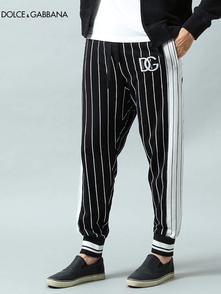 ドルチェ&ガッバーナ メンズ パンツ DOLCE&GABBANA  ブランド スウェットパンツ スウェット ボトムス ロングパンツ ストライプ ロゴ プロフォンド・スッド 黒 クロ 大きいサイズ DGGVGTAZFU7DU