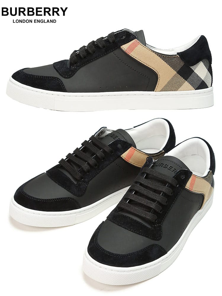 バーバリー メンズ スニーカー BURBERRY ブランド シューズ 靴 ローカット レザー スエード＆ハウスチェック 大きいサイズ BB8024124