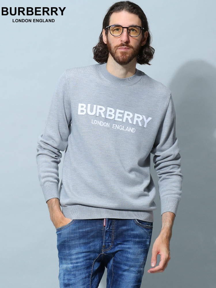バーバリー メンズ セーター BURBERRY ブランド ニット トップス プルオーバー クルーネック ロゴ 大きいサイズ BB8054897