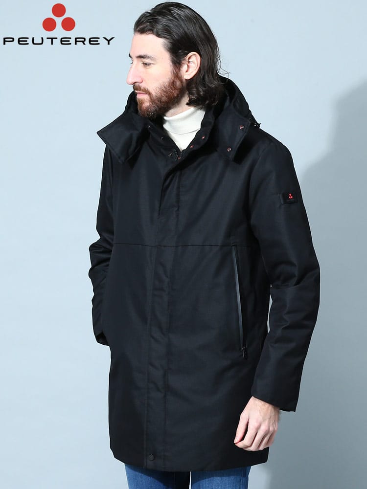 ピューテリー メンズ ダウン PEUTEREY ブランド ダウンジャケット アウター ブルゾン フード着脱 PIAZA ピアザ 大きいサイズ 黒 クロ PUPEU43660