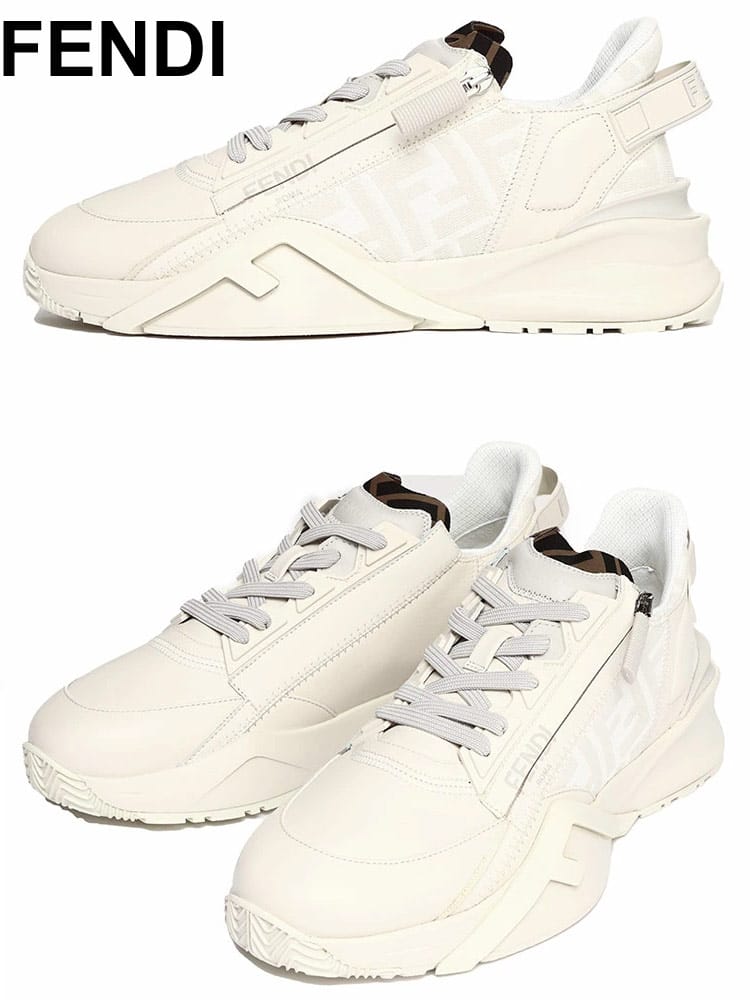 フェンディ メンズ スニーカー FENDI ブランド シューズ 靴 FF ロゴ FENDI FLOW F1HGQ レザー カーフレザー FD7E1392AK1Q