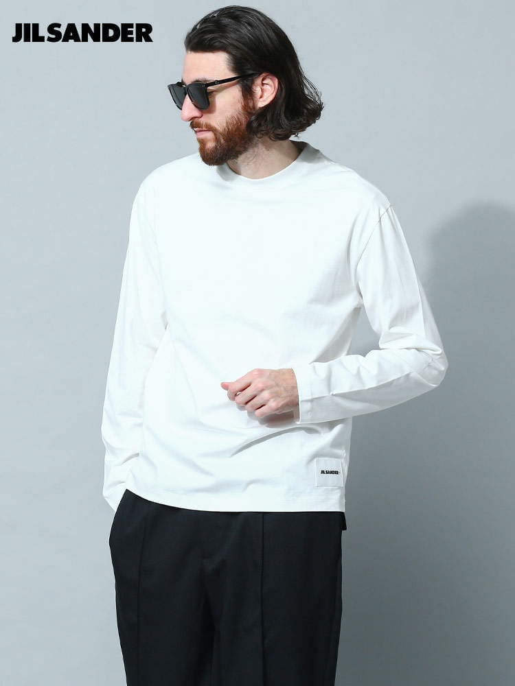 JIL SANDER (ジルサンダー) ワンポイント クルーネック 長袖 Tシャツ JLGC0002J45048 ブランド