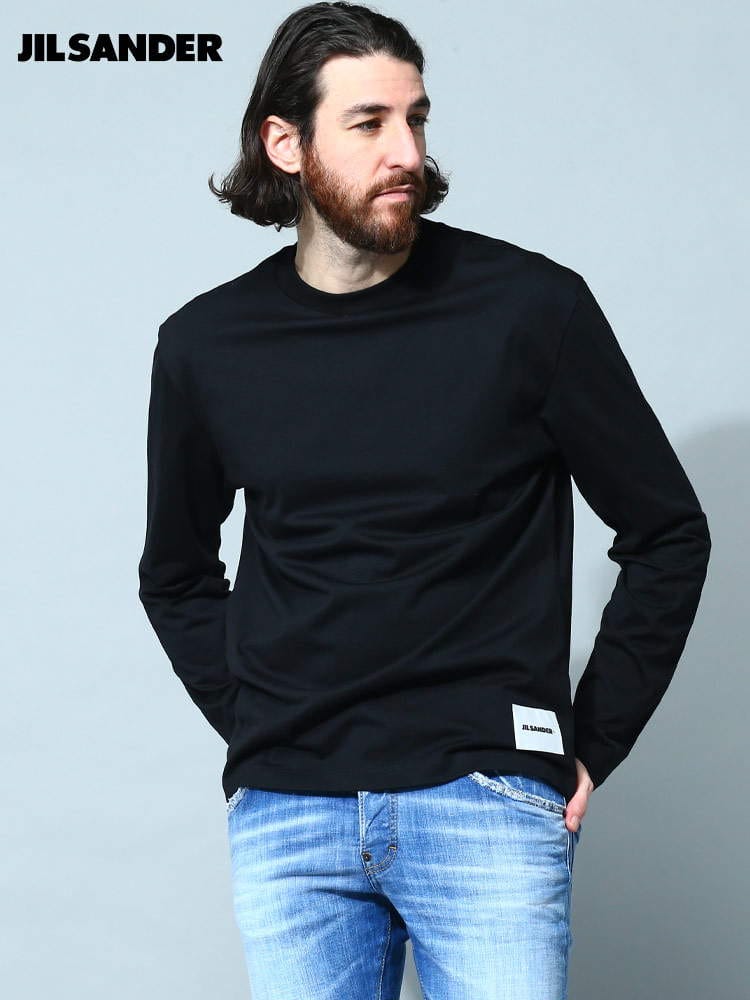 JIL SANDER (ジルサンダー) ワンポイント クルーネック 長袖 Tシャツ JLGC0002J45048 ブランド