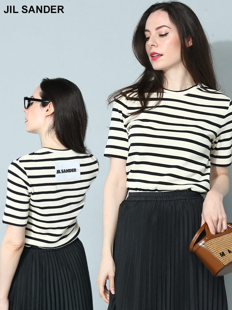 JIL SANDER (ジルサンダー) ボーダー クルーネック 半袖 Tシャツ JILLJ40GC0111 レディース ブランド