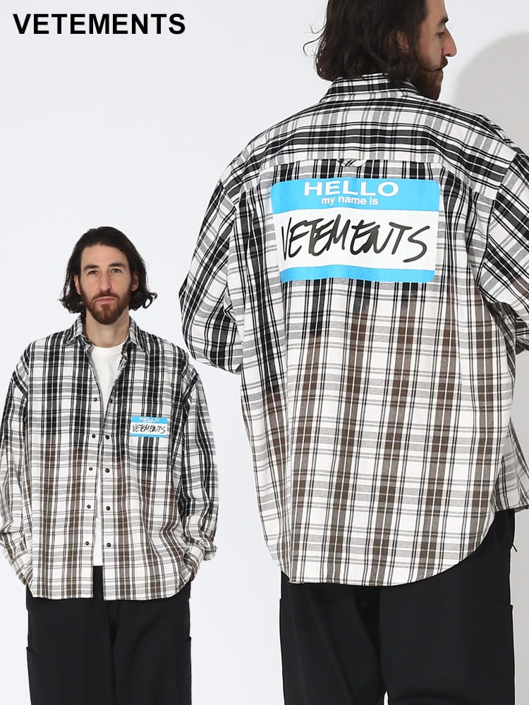 VETEMENTS (ヴェトモン) チェック グラデーション 長袖 シャツ MY NAME 