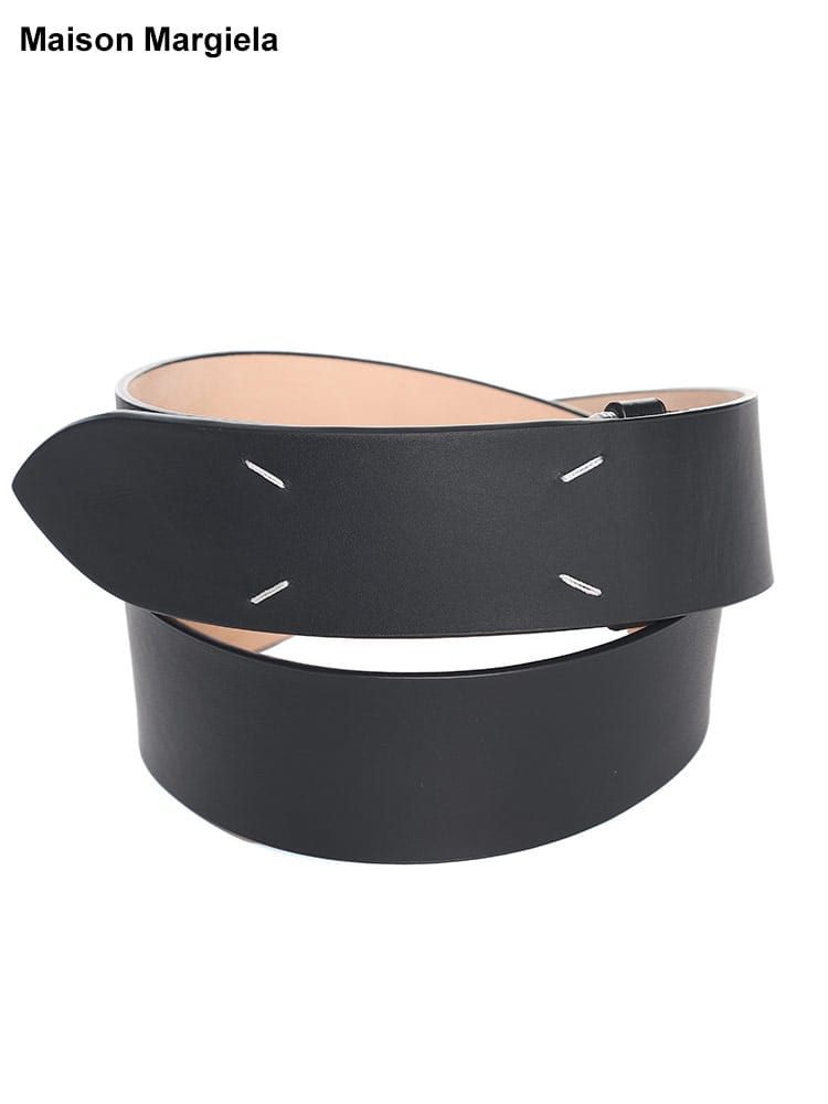 Maison Margiela (メゾン マルジェラ) ホワイトステッチ レザー ベルト METP0006T8013 ブランド メンズ 男性 レザー