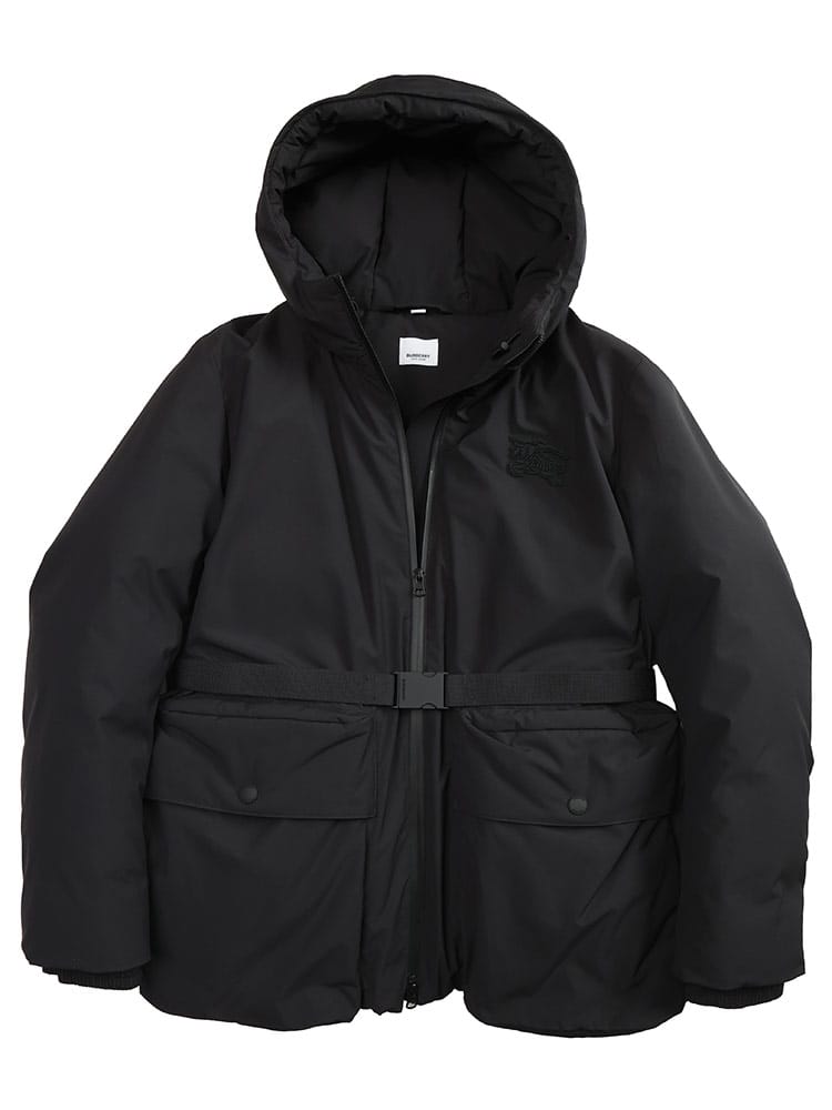 BURBERRY (バーバリー) フード ラバーロゴ ベルト付き ダウン 