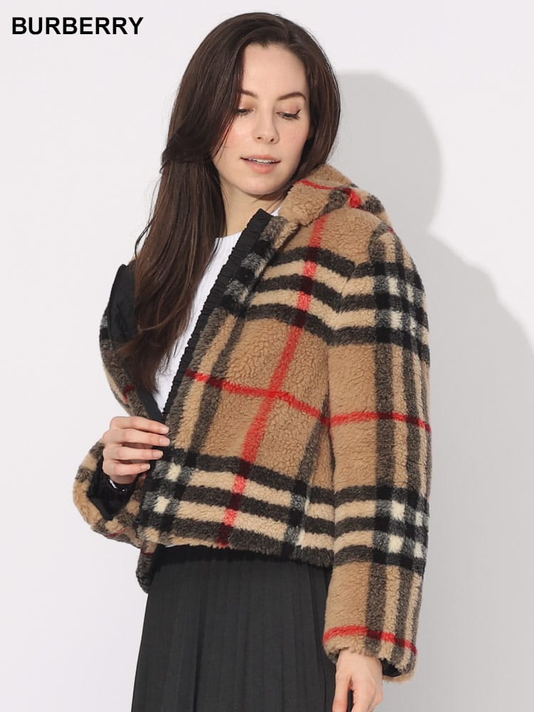 BURBERRY (バーバリー) チェック フリース フーデッドジャケット BBL8072752 ブランド レディース アウター