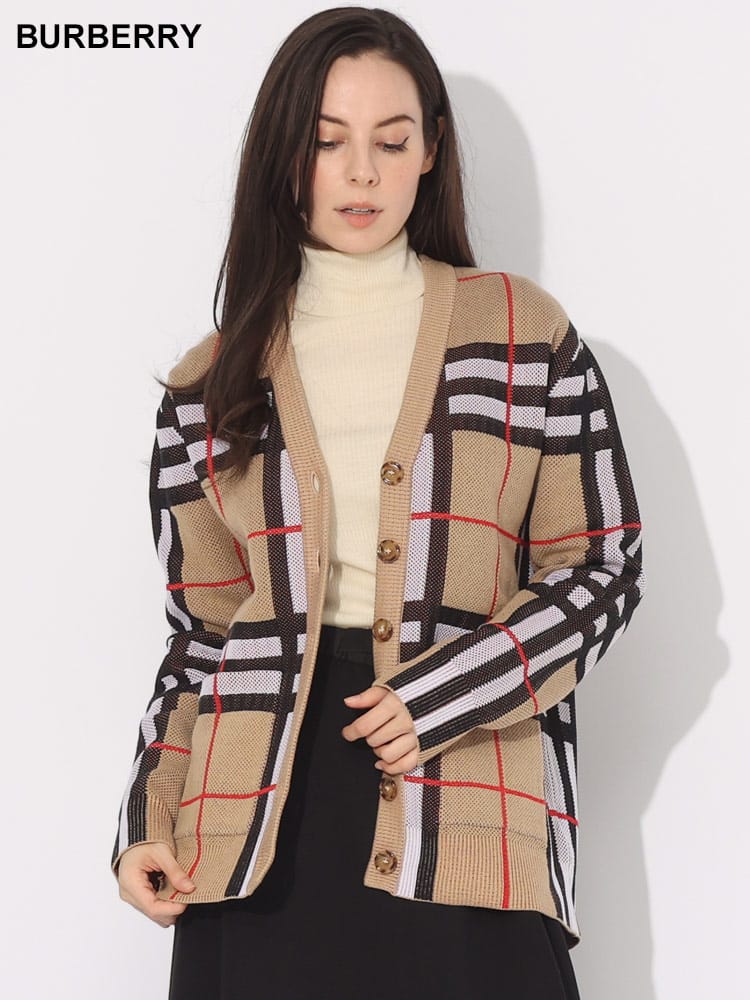BURBERRY (バーバリー) チェック テクニカルコットン カーディガン  