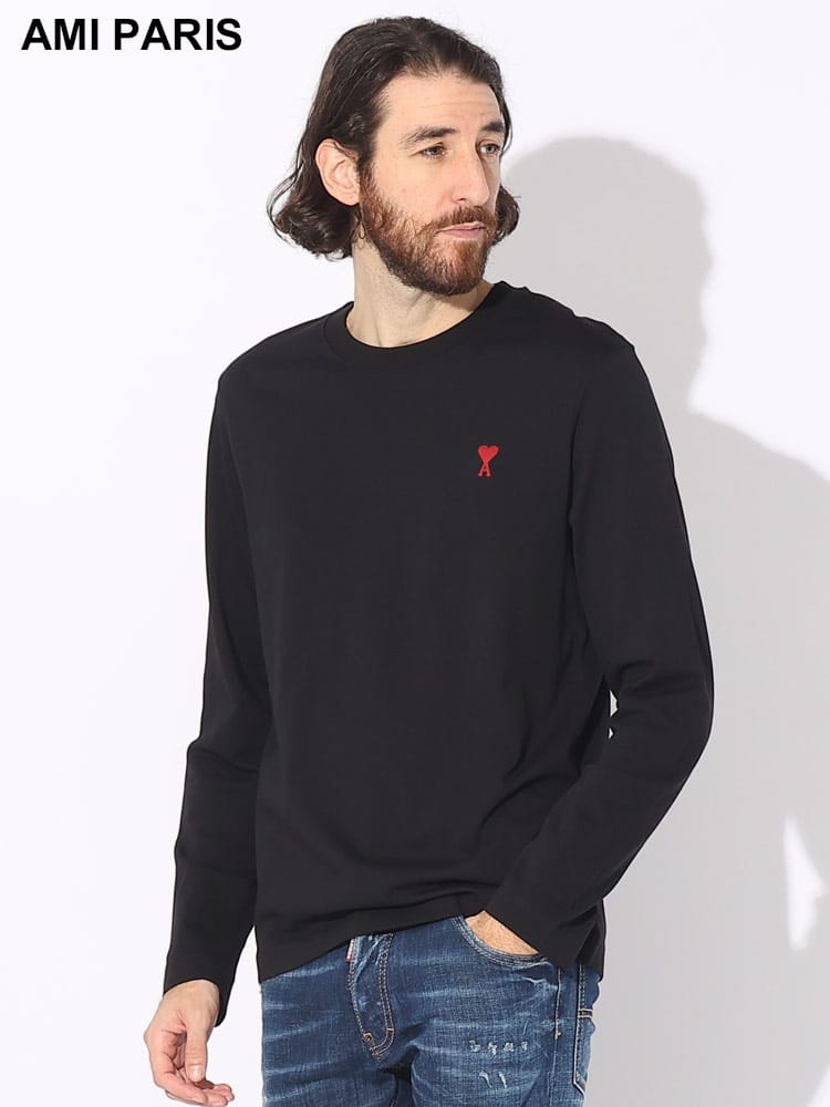 AMI PARIS (アミパリス) ワンポイント クルーネック 長袖 Tシャツ Ami de Coeur AMUTS205726 ブランド メンズ 男性 トップス