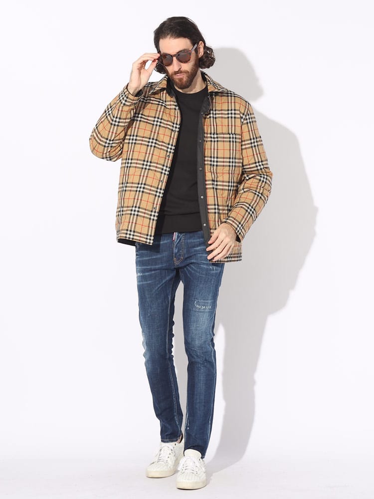 BURBERRY (バーバリー) チェック キルティング リバーシブル オーバー 