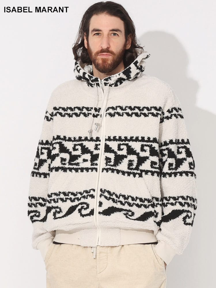 ISABEL MARANT (イザベルマラン) ボーダー フルジップ ボアジャケット 