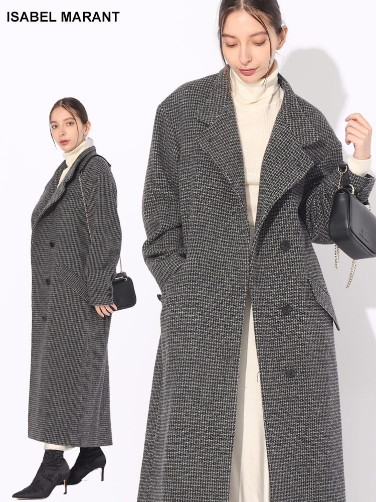 ISABEL MARANT (イザベルマラン) ウール 総柄 ロングコート IMLA0102FAA3D17 ブランド レディース アウター
