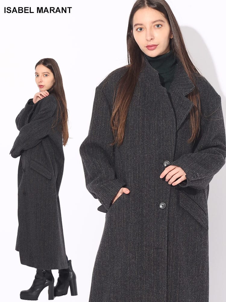 ISABEL MARANT (イザベルマラン) ウール 総柄 ロングコート IMLA0102FAA3D17 ブランド レディース アウター