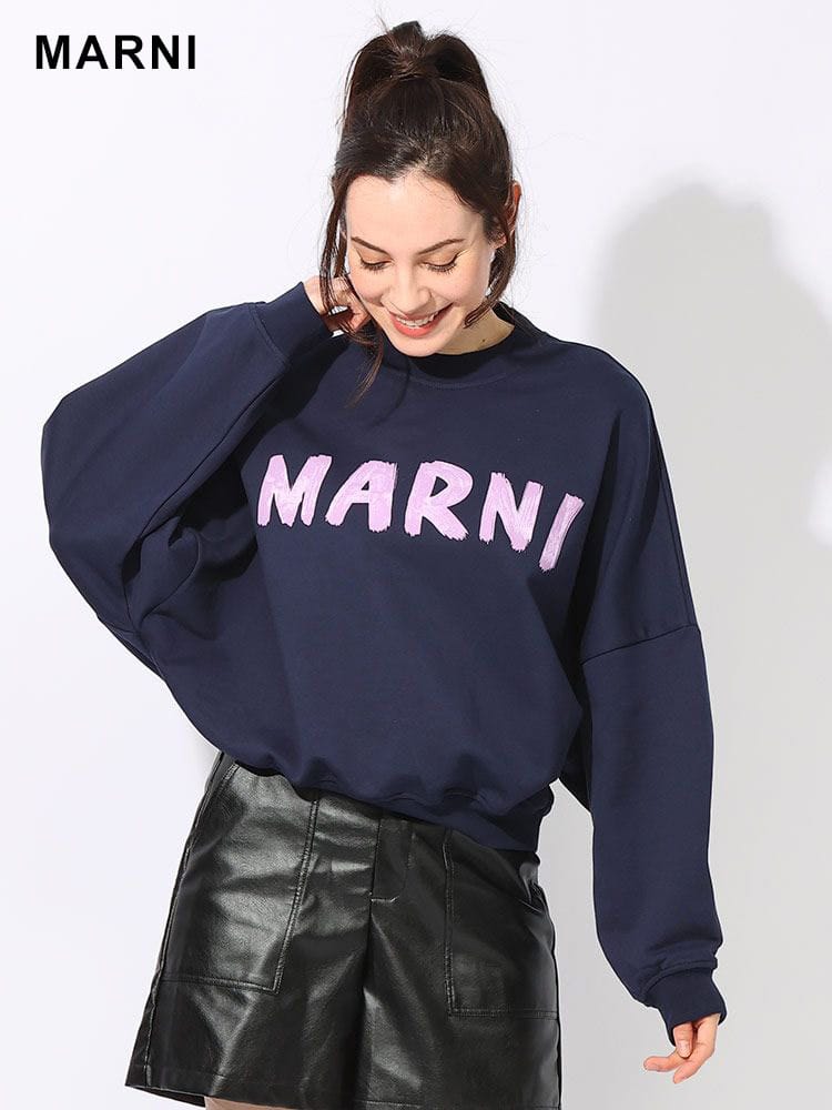 MARNI (マルニ) 裏毛 フロントBIGロゴ クルーネック トレーナー 
