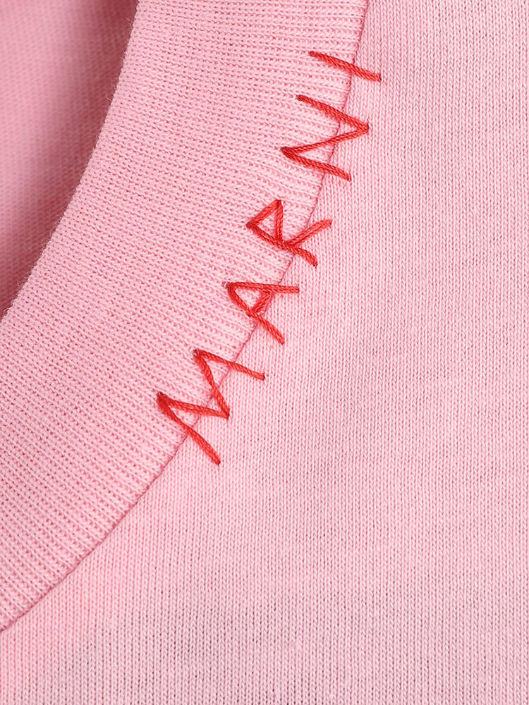 MARNI (マルニ) コットン100％ ネックロゴ刺繍 クルーネック 半袖 T 