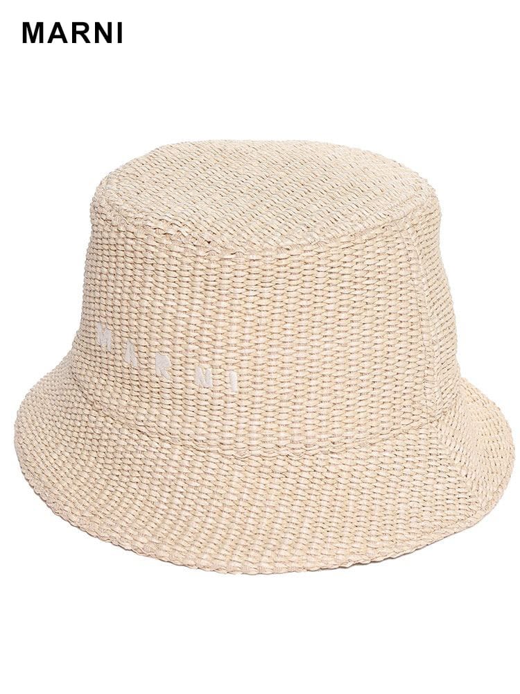 MARNI (マルニ) ナチュラル ロゴ刺繍入り ラフィア製 バケットハット MALCLMC0067S1 ブランド レディース 女性 帽子