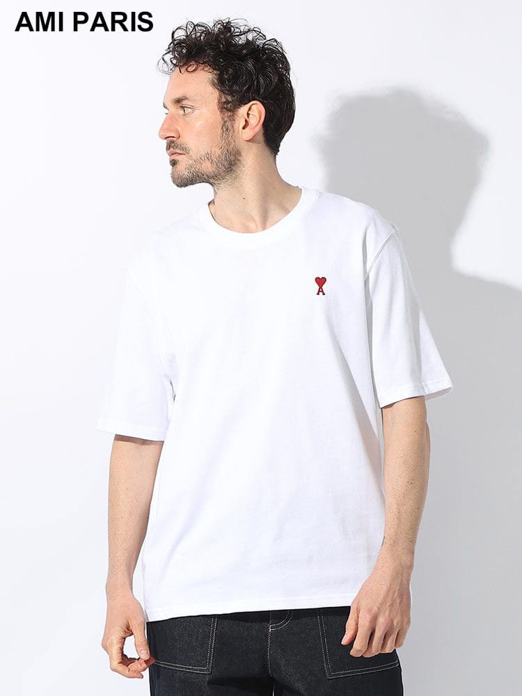 AMI PARIS (アミパリス ) コットン100％ 胸ロゴ刺繍 クルーネック 半袖 Ｔシャツ AMBFUTS005726 ブランド メンズ 男性 トップス