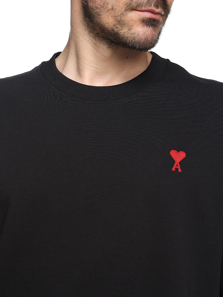 AMI PARIS (アミパリス ) コットン100％ 胸ロゴ刺繍 クルーネック 半袖 