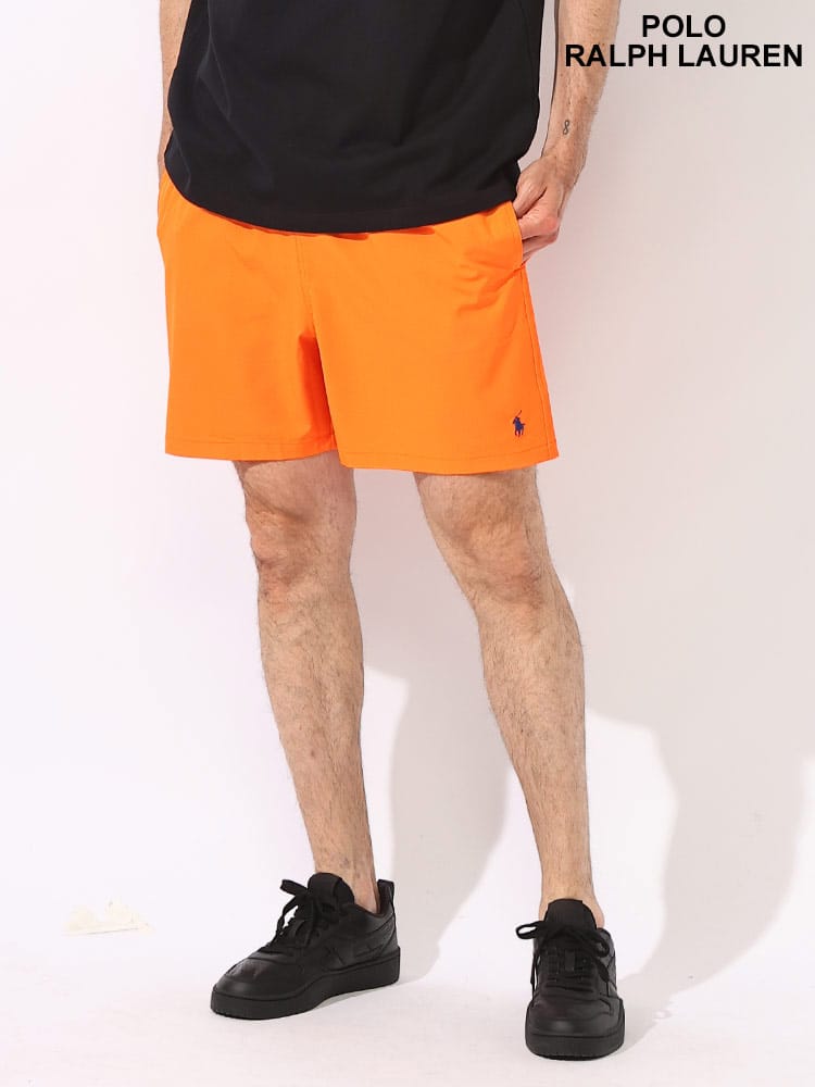 POLO RALPH LAUREN (ポロラルフローレン) ワンポイントロゴ 無地 バックポケット メッシュインナー付き スイムショーツ 水着