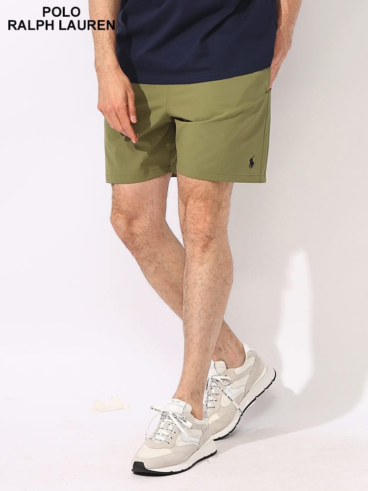 POLO RALPH LAUREN (ポロラルフローレン) ワンポイントロゴ 無地 バックポケット メッシュインナー付き スイムショーツ 水着