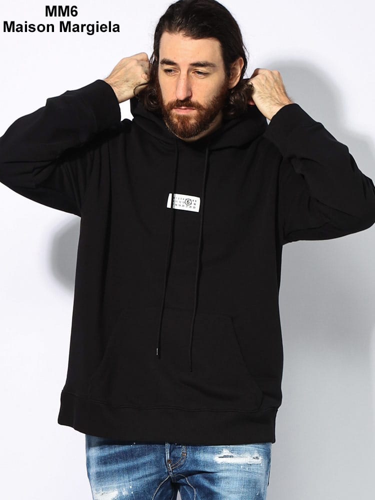 MM6 Maison Margiela (エムエムシックス メゾン マルジェラ) ロゴタグ ポケット付き プルオーバー スウェットパーカー MM6SH0GU0019 メンズ