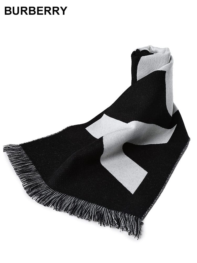 BURBERRY (バーバリー) ウール リバーシブル ロゴ ロングマフラー BBLTXT レディース