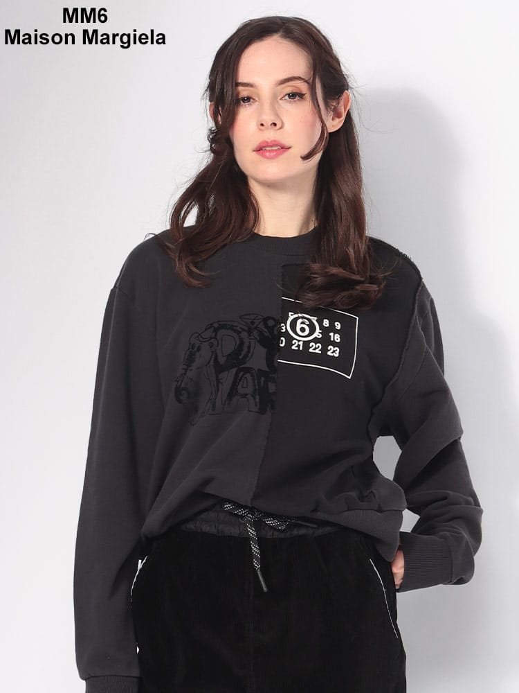 MM6 Maison Margiela (エムエムシックス メゾン マルジェラ) ハーフ切り替え クルーネック トレーナー MM6LS52GU0231 レディース