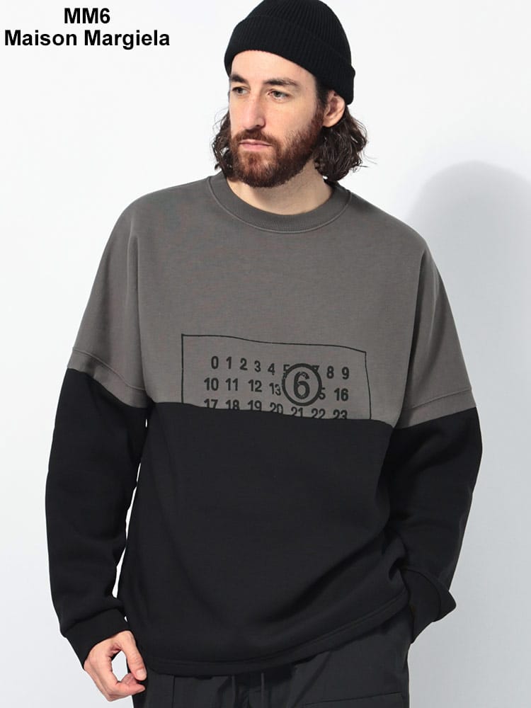 MM6 Maison Margiela (エムエムシックス メゾン マルジェラ) 裏起毛 切り替え クルーネック トレーナー MM6SH0GU0013 メンズ