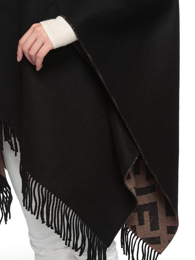 FENDI (フェンディ) リバーシブル カシミヤ＆ウール 無地 総柄 