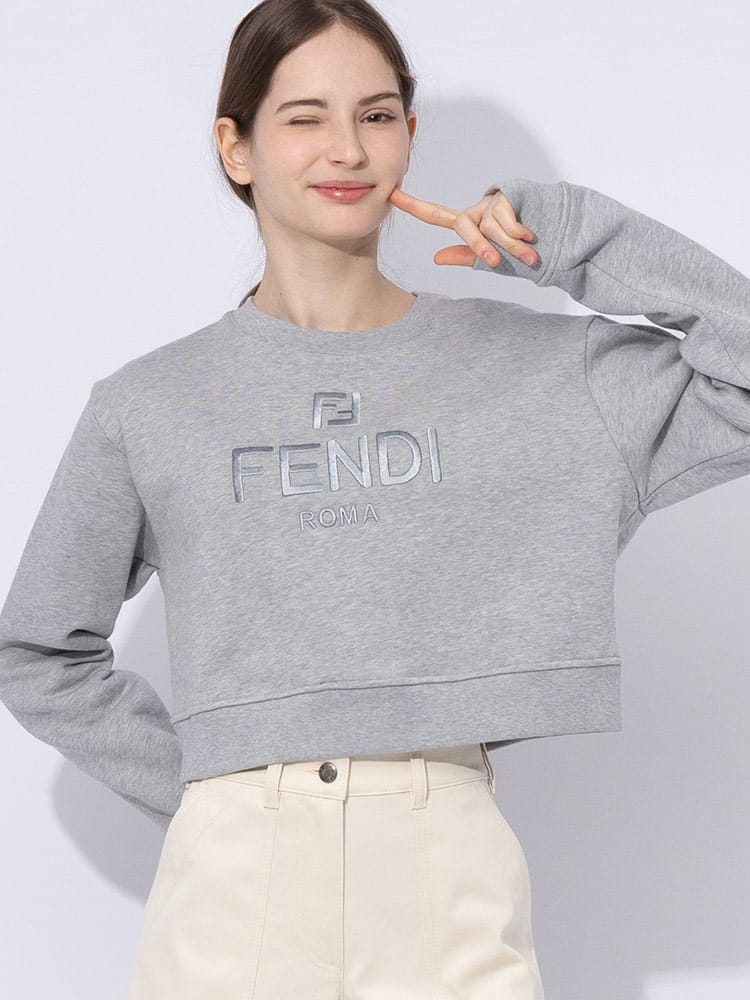 FENDI (フェンディ) ロゴ刺繍 クルーネック トレーナー FDLFS9648AT1O レディース