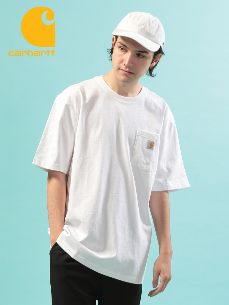 Carhartt (カーハート) 無地 ロゴ ポケット付き クルーネック 半袖 Tシャツ