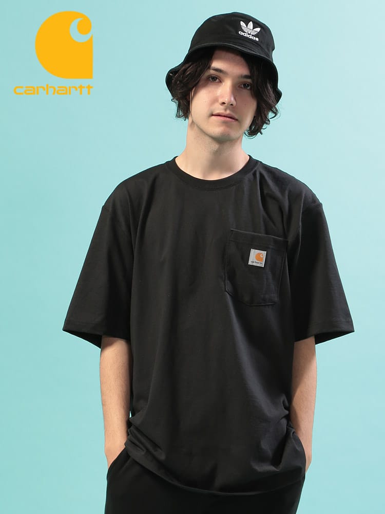 Carhartt (カーハート) 無地 ロゴ ポケット付き クルーネック 半袖 Tシャツ