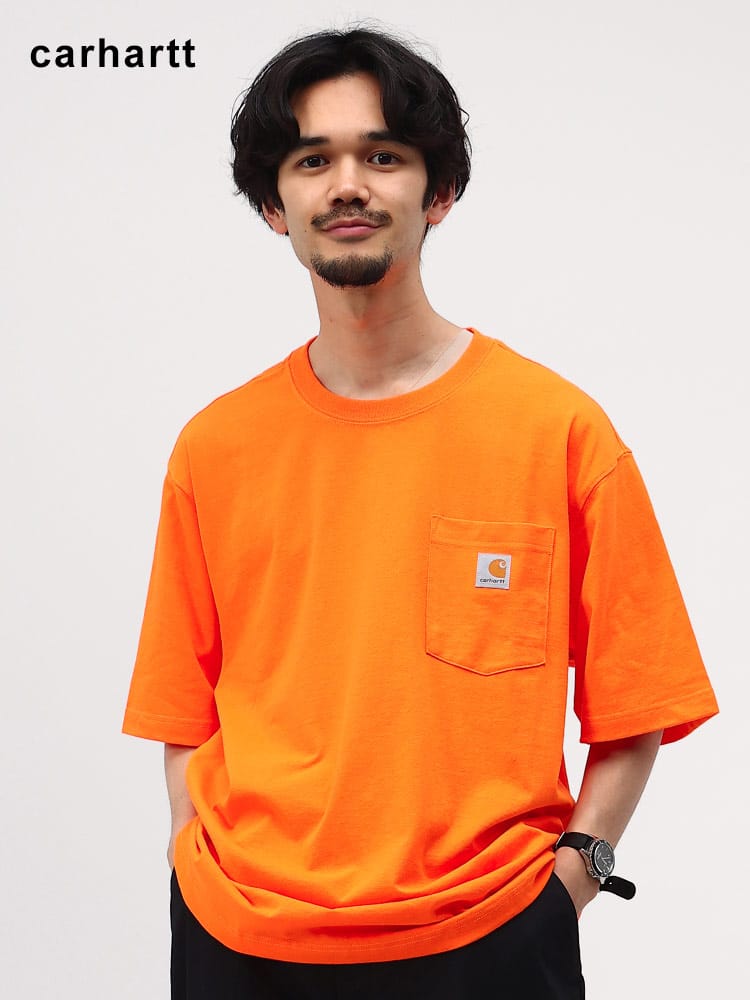 Carhartt (カーハート) 無地 ロゴ ポケット付き クルーネック 半袖 Tシャツ