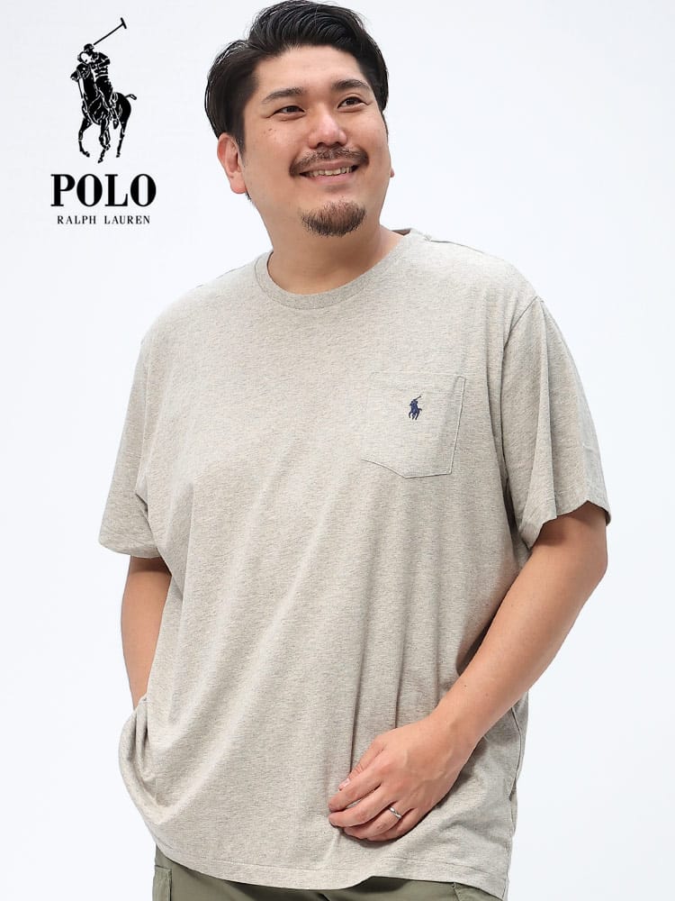 大きいサイズ メンズ POLO RALPH LAUREN (ポロラルフローレン) 綿100％ ワンポイント ポケット クルーネック 半袖 Tシャツ