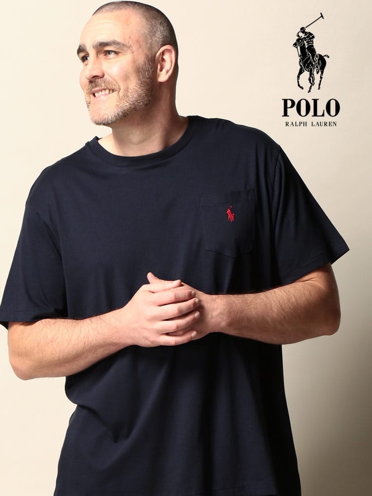 大きいサイズ メンズ POLO RALPH LAUREN (ポロラルフローレン) 綿100％ ワンポイント ポケット クルーネック 半袖 Tシャツ
