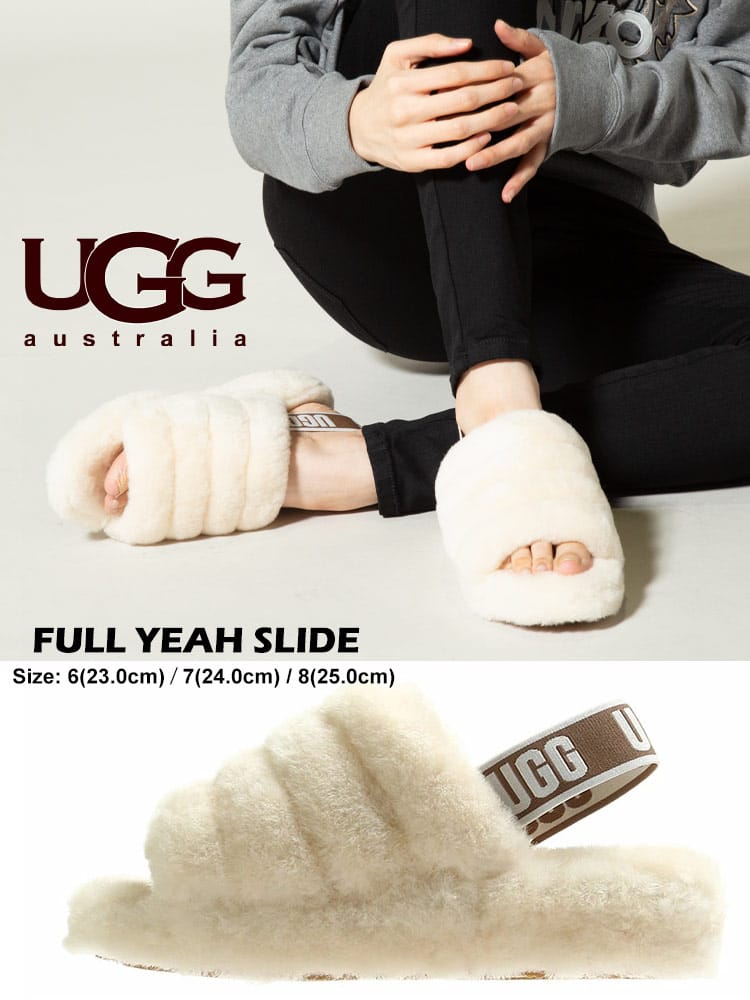 UGG AUSTRALIA (アグオーストラリア) シープスキン ロゴストラップ サンダル FULL YEAH SLIDE UGGL1095119