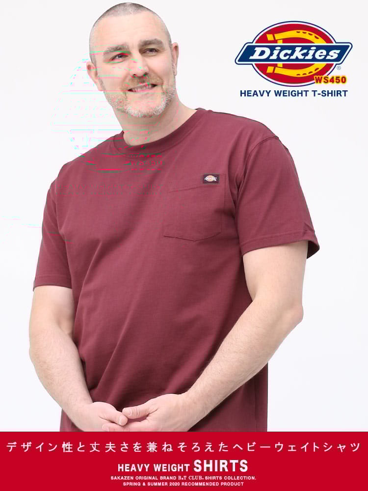 大きいサイズ メンズ Dickies (ディッキーズ) 綿100％ 無地 ポケット クルーネック 半袖 Tシャツ
