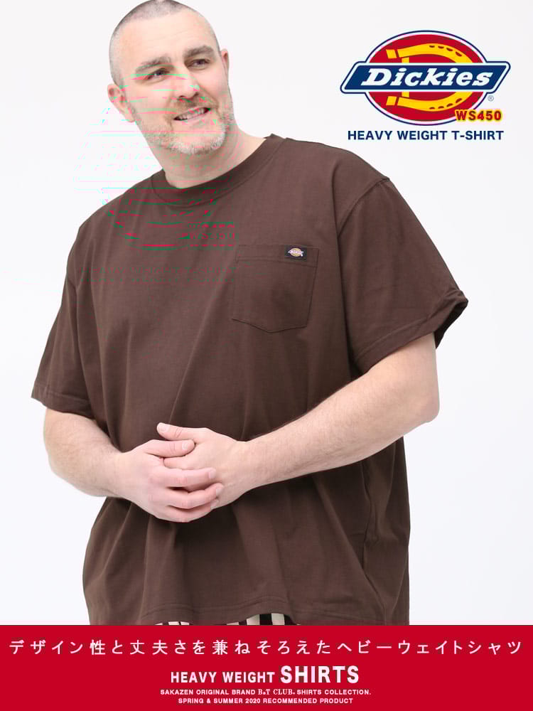 大きいサイズ メンズ Dickies (ディッキーズ) 綿100％ 無地 ポケット クルーネック 半袖 Tシャツ