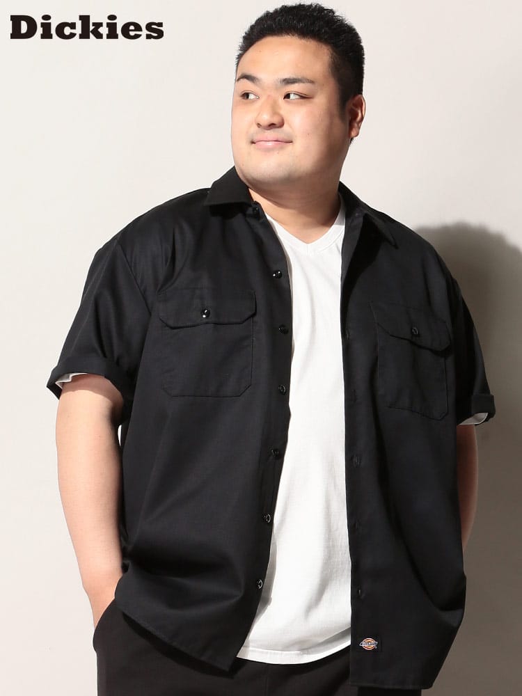 大きいサイズ メンズ Dickies (ディッキーズ) 無地 ポケット 半袖 ワークシャツ WORK SHIRTS