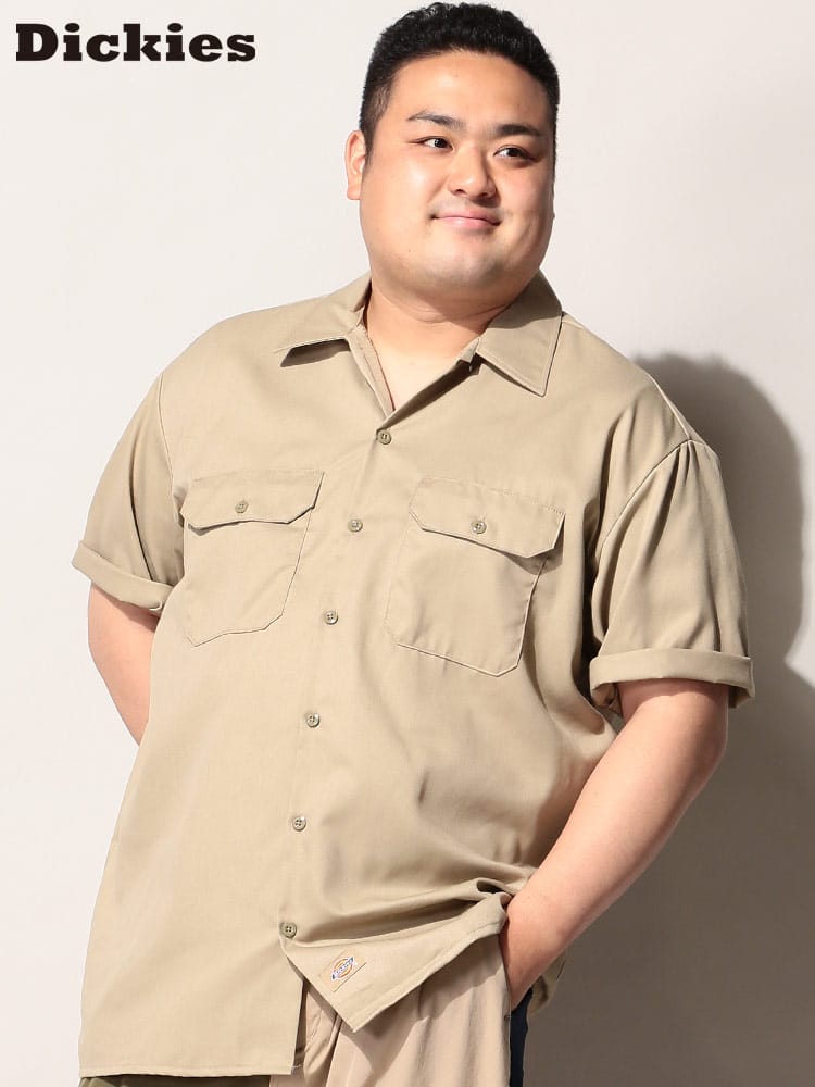 大きいサイズ メンズ Dickies (ディッキーズ) 無地 ポケット 半袖 ワークシャツ WORK SHIRTS